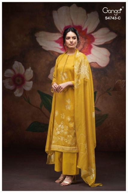 Ganga brivi 4743 cotton satin dye and tye dress material wholesale